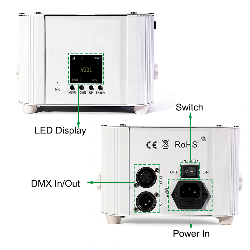 Igracelite 6*18W RGBWAUv 6in1 WiFi wireless DMX battery led par light