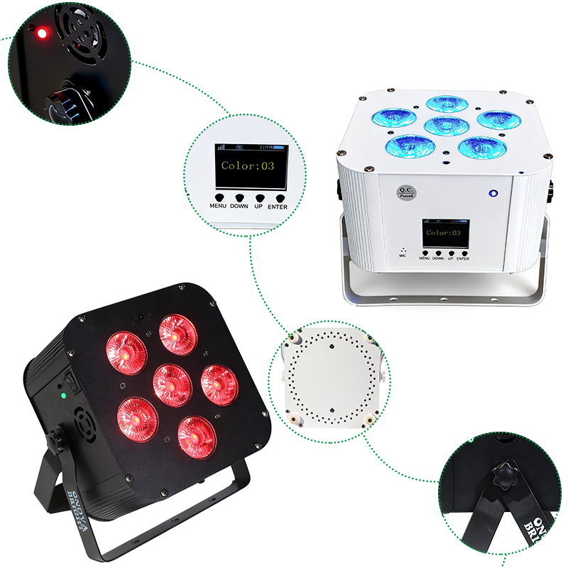 Igracelite 6*18W RGBWAUv 6in1 WiFi wireless DMX battery led par light
