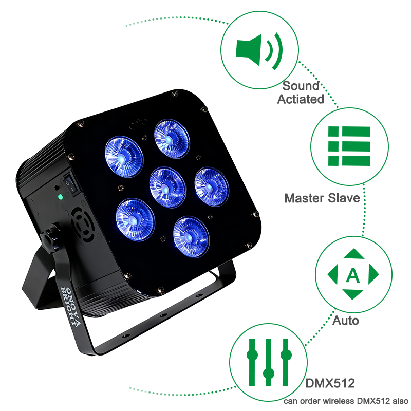 Igracelite 6*18W RGBWAUv 6in1 WiFi wireless DMX battery led par light