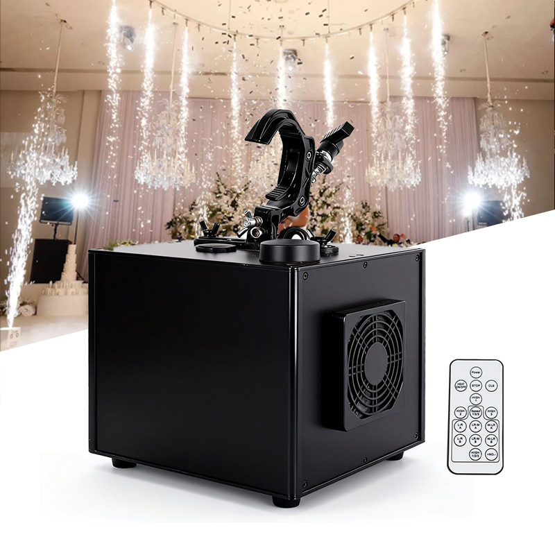 Igracelite 650W Waterfall Cold Spark Machine, Downward Spraying Sparkular for Stage Events, DMX & Remote Control, 1-5M Adjustable Height, Fireworks Water Curtain Effect with Safety Indicator & Aluminum Shell