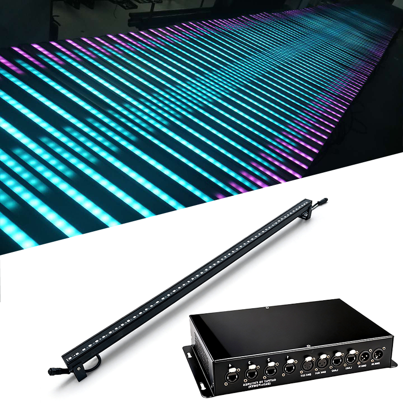 Igracelite 1m RGB Digital Pixel Bar Light 40x1 Matrix Individually Controllable SMD5050 LED Strip DMX Art-Net 120CH DC 24V for Stage Projector Show Nightclub Easy Splicing RJ45 Port Matte Black Metal Housing