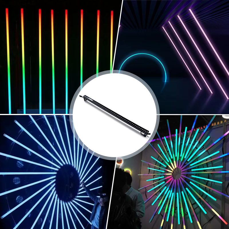 Igracelite 1m RGB Digital Pixel Bar Light 40x1 Matrix Individually Controllable SMD5050 LED Strip DMX Art-Net 120CH DC 24V for Stage Projector Show Nightclub Easy Splicing RJ45 Port Matte Black Metal Housing
