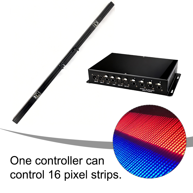 Igracelite 1m RGB Digital Pixel Bar Light 40x1 Matrix Individually Controllable SMD5050 LED Strip DMX Art-Net 120CH DC 24V for Stage Projector Show Nightclub Easy Splicing RJ45 Port Matte Black Metal Housing