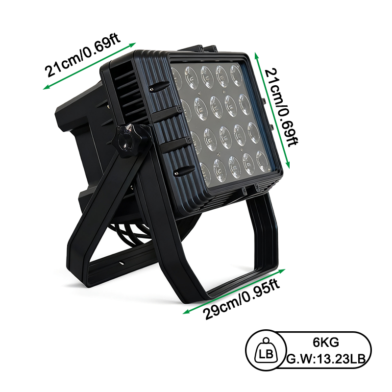 Igracelite 20x18w RGBWAUV DMX512 Rainproof IP65 Square Par Light