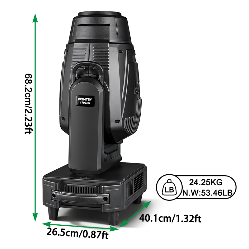 Igracelite Mega Pointe 470W LED Moving Head Light CMY BSW 3in1 Beam Spot Wash Stage Lighting, 400W LED Module 2°-35° Motorized Zoom DMX512 Professional Lighting for Concert Disco Wedding Nightclub Events