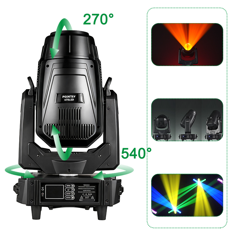 Igracelite Mega Pointe 470W LED Moving Head Light CMY BSW 3in1 Beam Spot Wash Stage Lighting, 400W LED Module 2°-35° Motorized Zoom DMX512 Professional Lighting for Concert Disco Wedding Nightclub Events