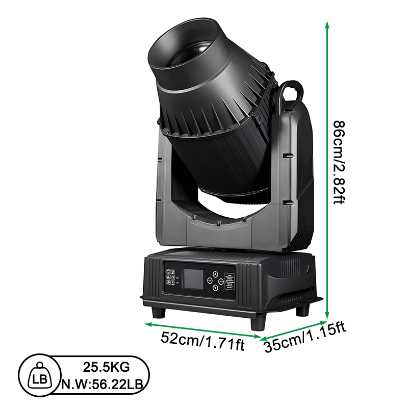 Igracelite IP66 LED Moving Head 580W BSW 3-in-1 CMY Color Mixing Stage Light, 400W LED Module 2°-35° Motorized Zoom Waterproof Outdoor Light for Professional Concerts & DJ Events DMX512 RDM