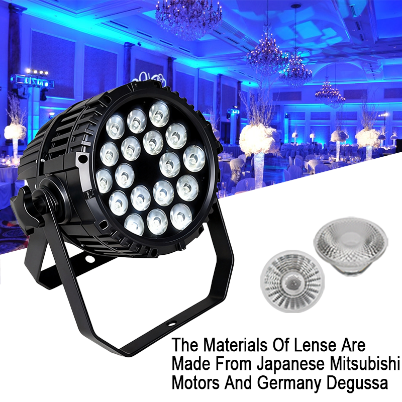 Igracelite 18x8W RGBW 4in1 Waterproof LED Par Light, IP65 Outdoor Stage Lighting with DMX512 Control, 25° Beam Angle for DJ, Nightclub, Wedding, and Event Show - Die-Cast Aluminum Housing