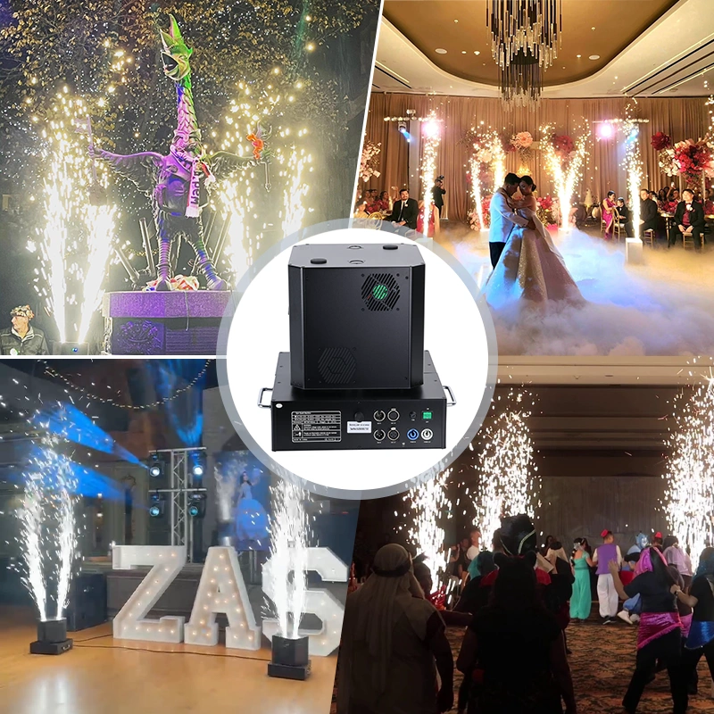 Dual Nozzel 360 degree infinite rotation moving head Cold Spark