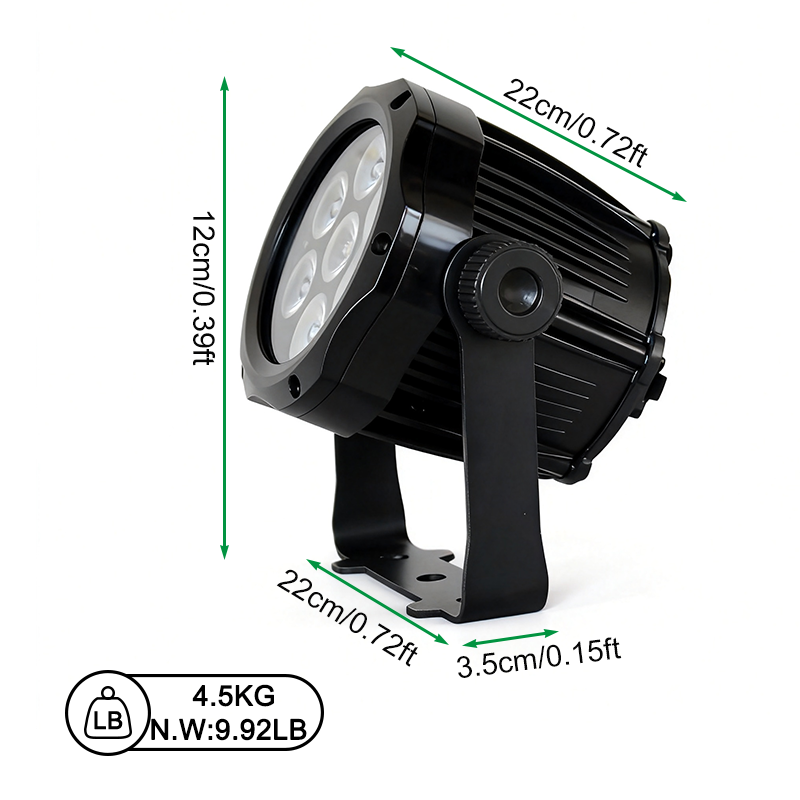 Igracelite Igracelite 7x12W RGBW LED Par Can IP65 Waterproof Stage Light 90W DMX512 Wash Light for Outdoor Wedding Disco Party Bar Stage Lighting, High CRI 95