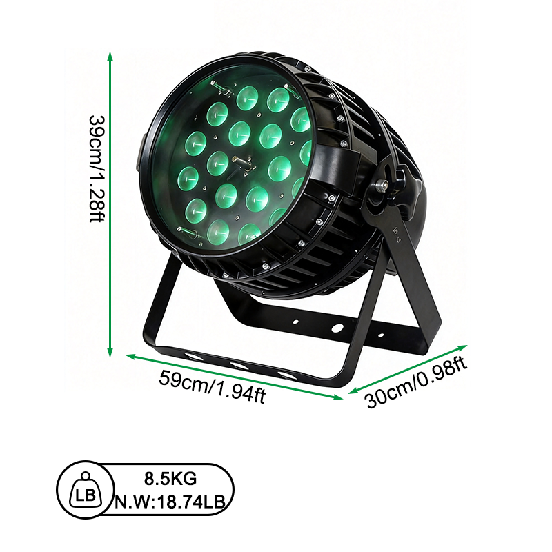 Igracelite 18*18W IP65 Waterproof RGBWAUv 4in1/6in1 Zoom Par Light