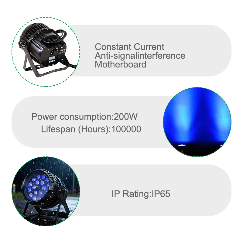 Igracelite 18*18W IP65 Waterproof RGBWAUv 4in1/6in1 Zoom Par Light