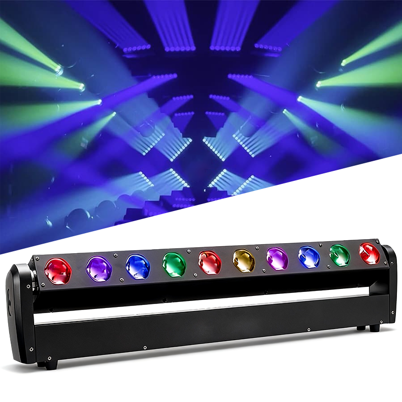 Igracelite 400W Beam LED Moving Head Scanner Bar, 10x40W RGBW 4-in-1 Stage Light, 2° Super Sharp Beam Moving Head for Professional DJ Disco Club Event, DMX512 Control 500W Total Power