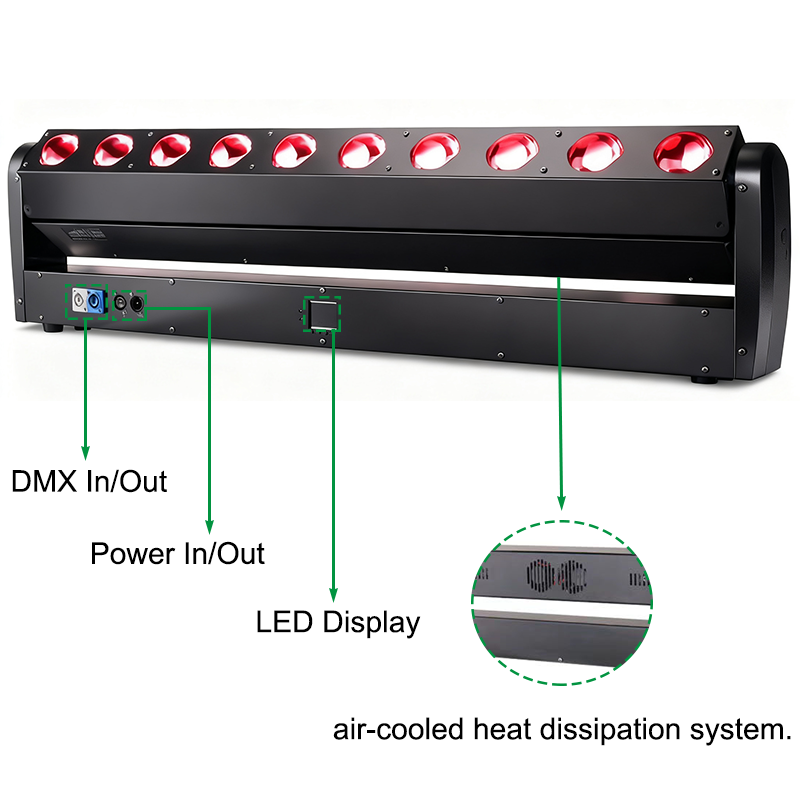 Igracelite 400W Beam LED Moving Head Scanner Bar, 10x40W RGBW 4-in-1 Stage Light, 2° Super Sharp Beam Moving Head for Professional DJ Disco Club Event, DMX512 Control 500W Total Power
