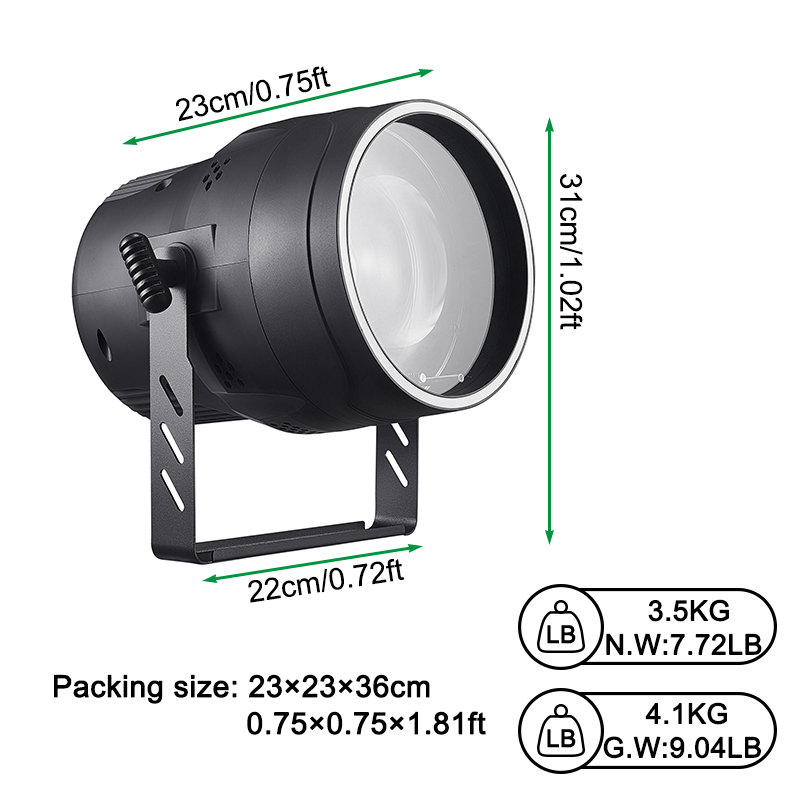 Igracelite 250w COB Zoom Par Light, RGBW LED Wash Light with CTO Color Tuning, for Stage Lighting, Disco, Wedding, Party, and Holiday Events