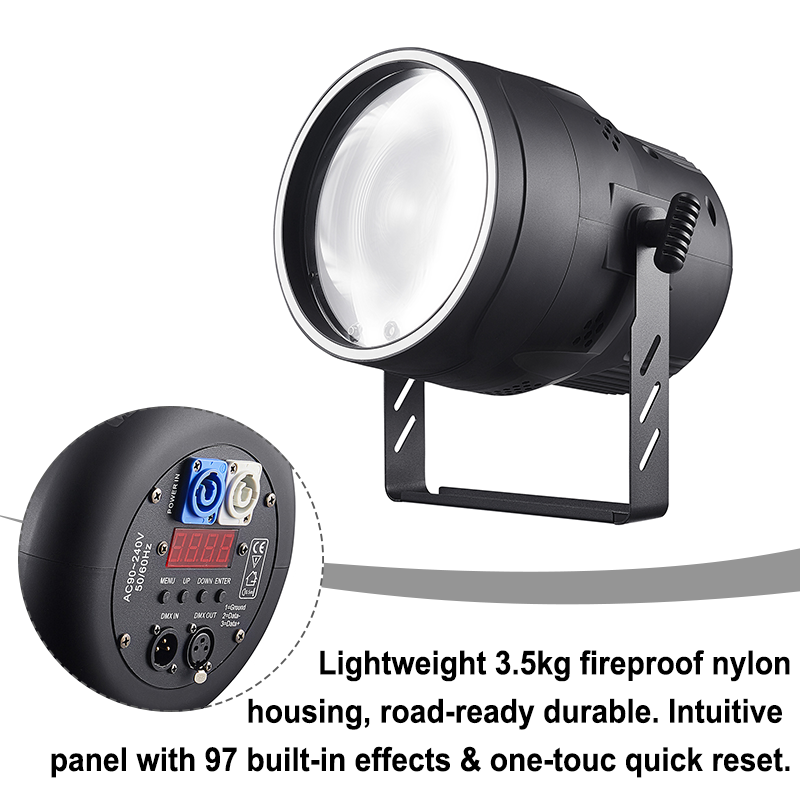 Igracelite 250w COB Zoom Par Light, RGBW LED Wash Light with CTO Color Tuning, for Stage Lighting, Disco, Wedding, Party, and Holiday Events
