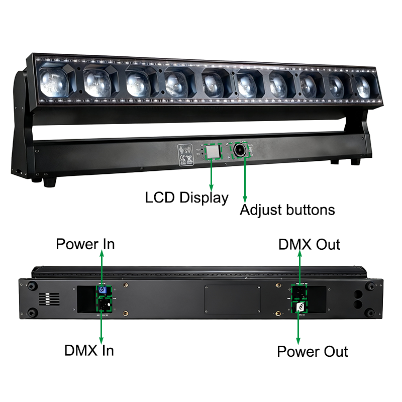 Igracelite 800W 10x60W RGB LED Moving Head Matrix Beam Wash Zoom Stage Light DMX512 RDM Professional Moving Head Light for Disco DJ Nightclub Event Party