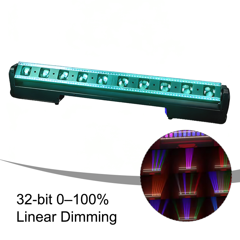 Igracelite 10-Eye 20W RGBW LED Moving Head Bar Light with Pixel Mapping, 300W Vertical Tilt DMX512 RDM Stage Effect Lighting for Disco Nightclub Club Party DJ