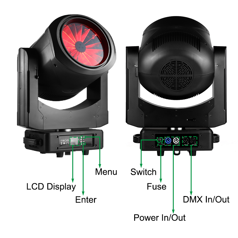 Igracelite 4x60W RGBW 4in1 LED Moving Head Lights with 3°-35° Zoom Beam Frost, Individual Pixel Control DMX512 Professional Stage Lighting for Concerts Festivals DJ Events
