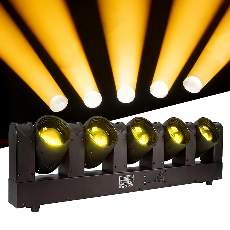 Igracelite 5-Head 80W LED Moving Head Beam Light, 500W RGBW Stage Lighting Bar with Auxiliary LED, DMX512 RDM Professional DJ Disco Club Event Light