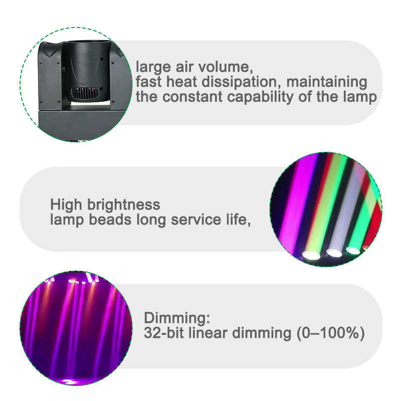 Igracelite 5-Head 80W LED Moving Head Beam Light, 500W RGBW Stage Lighting Bar with Auxiliary LED, DMX512 RDM Professional DJ Disco Club Event Light