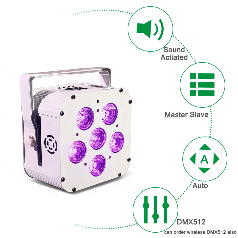 Igracelite 10-Pack Battery LED Par Stage Lights 6x18W RGBWA+UV 6in1 Wireless DMX Uplighting with Flight Case for Wedding DJ Club Events