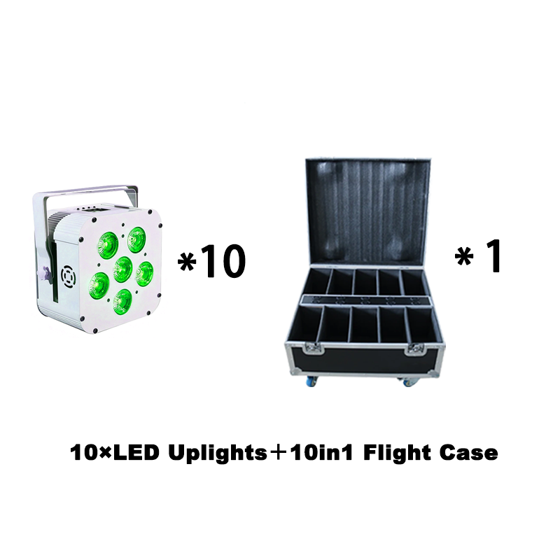 Igracelite 10-Pack Battery LED Par Stage Lights 6x18W RGBWA+UV 6in1 Wireless DMX Uplighting with Flight Case for Wedding DJ Club Events