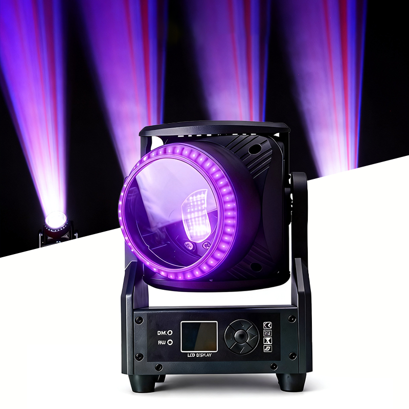Igracelite 120W RGBL 4-in-1 LED Moving Head Light with RGB Halo Ring, Professional 3-in-1 Beam Wash Swing Stage Lighting, DMX512 RDM for DJ Club