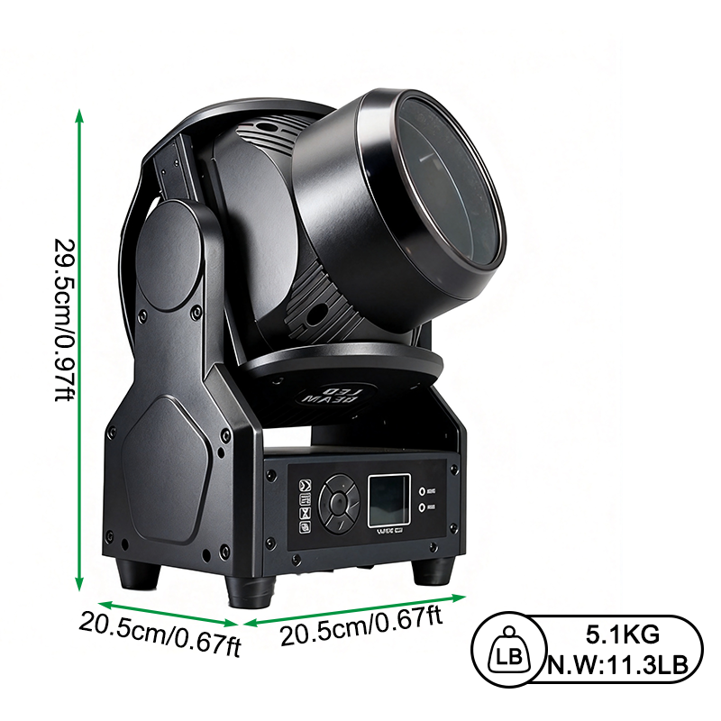 Igracelite 120W RGBL 4-in-1 LED Moving Head Light with RGB Halo Ring, Professional 3-in-1 Beam Wash Swing Stage Lighting, DMX512 RDM for DJ Club