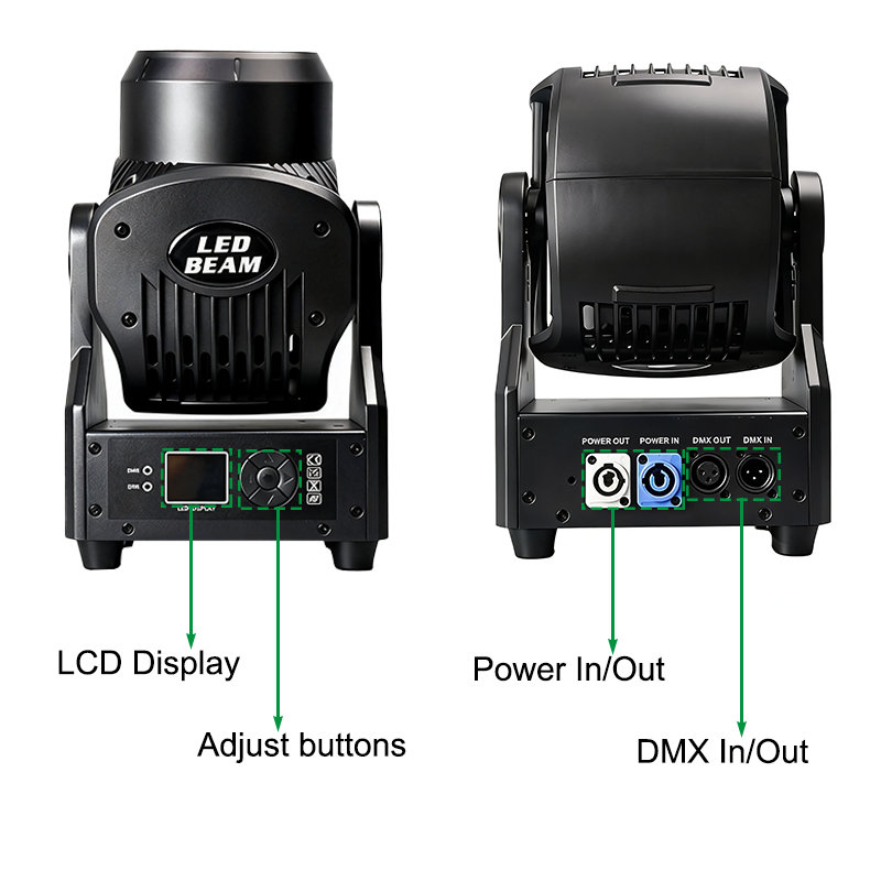 Igracelite 120W RGBL 4-in-1 LED Moving Head Light with RGB Halo Ring, Professional 3-in-1 Beam Wash Swing Stage Lighting, DMX512 RDM for DJ Club