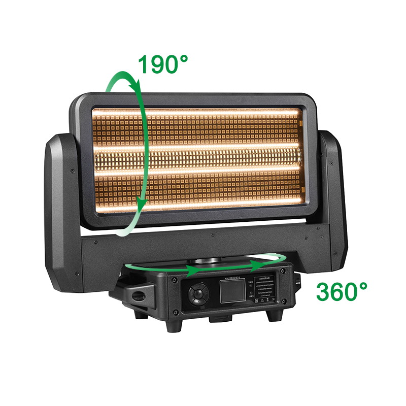 Igracelite 1000W Moving Head LED Strobe Light, 360° Rotation RGB Wash Pixel Stage Effect Lighting, ArtNet DMX512 Professional Flash Light for DJ Nightclub Concert
