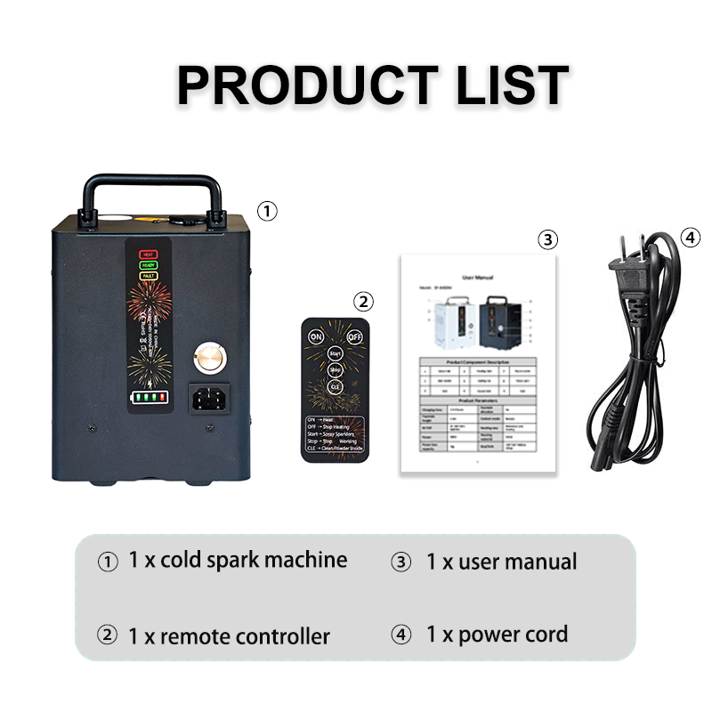Igracelite 4-Pack Battery Powered Cold Spark Machine with Flight Case, 400W Wireless Portable Cold Sparkular Fountain Machine with Remote Control for Wedding Stage Event DJ