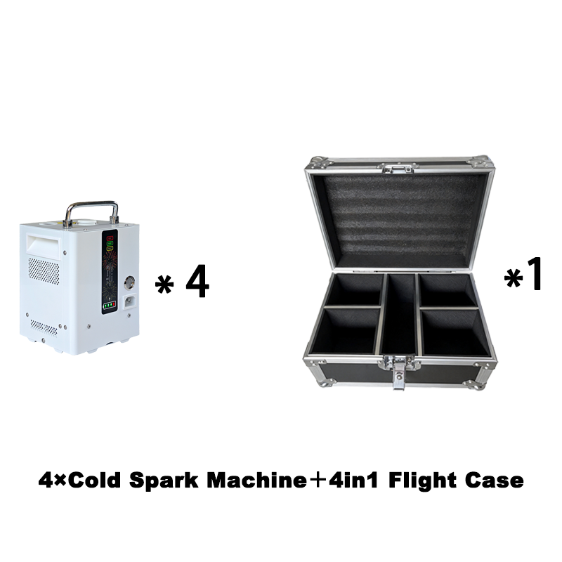 Igracelite 4-Pack Battery Powered Cold Spark Machine with Flight Case, 400W Wireless Portable Cold Sparkular Fountain Machine with Remote Control for Wedding Stage Event DJ