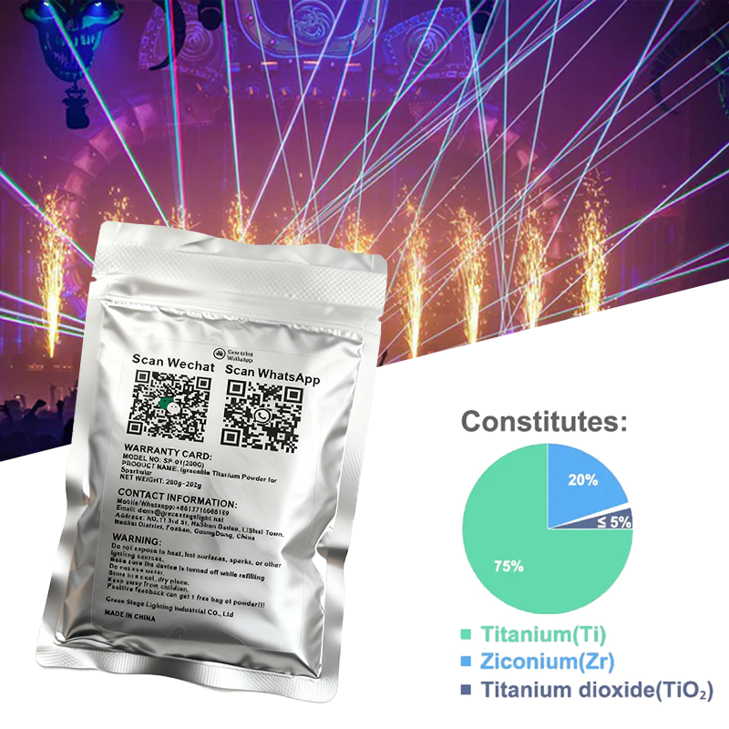 Igracelite Cold Spark Machine Titanium Powder 200g | Available in 10 or 20 Packs | Safe Indoor Outdoor Sparkular Consumables | Non-Hazmat Vacuum Packed Stage Effect Granules for Wedding DJ Fountain with MSDS