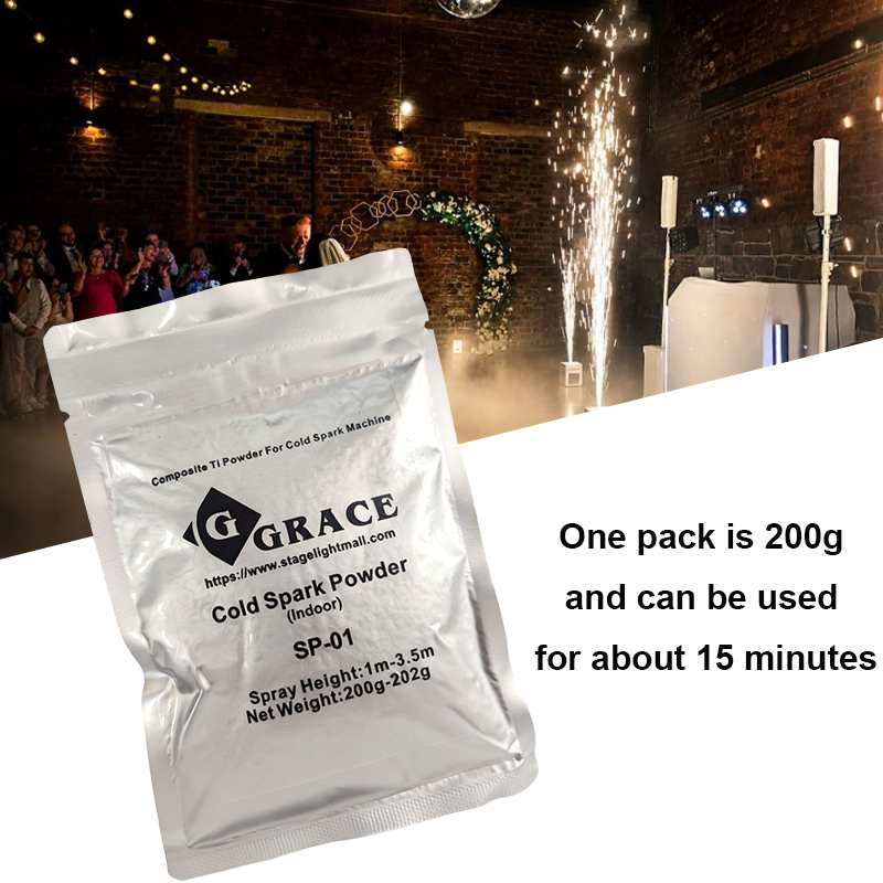 Igracelite Cold Spark Machine Titanium Powder 200g | Available in 10 or 20 Packs | Safe Indoor Outdoor Sparkular Consumables | Non-Hazmat Vacuum Packed Stage Effect Granules for Wedding DJ Fountain with MSDS