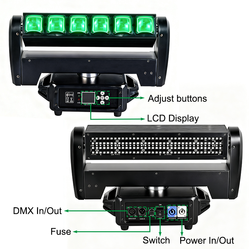 Igracelite 350W Moving Head LED Bar Light, Infinite Pan Tilt Beam Strobe Flash Stage Light, 12-Section Pixel Control, DMX512 RDM Professional Lighting for Nightclub DJ Concert Event Rental