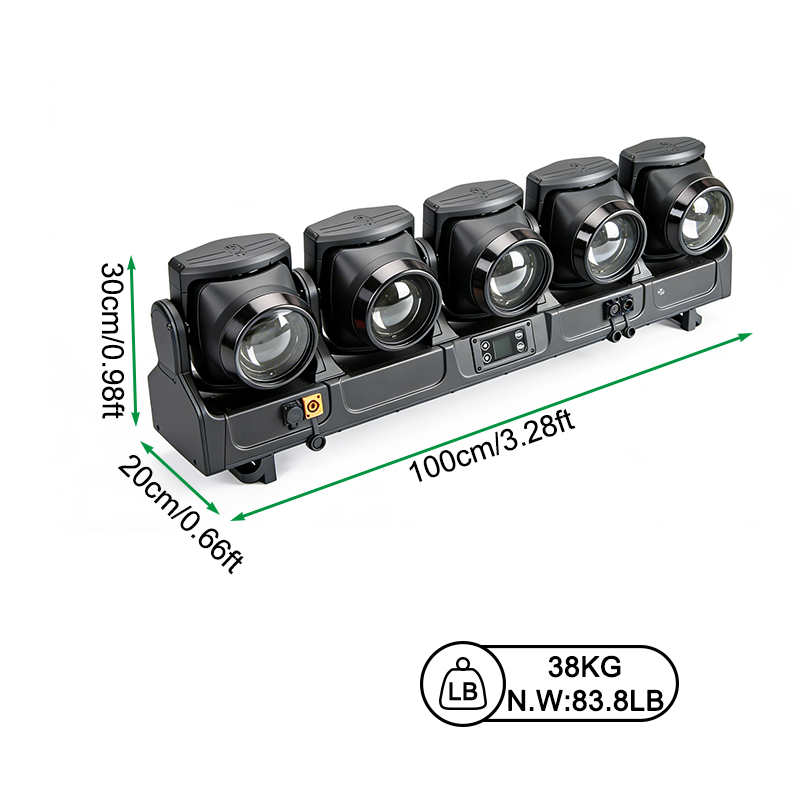 Igracelite IP65 Waterproof 5-Head LED Moving Head Light,5x120W RGB Beam Wash Stage Fixture with Aux RGB Matrix, 800W Professional DMX512 RDM Lighting for Outdoor Events & Stage Rental