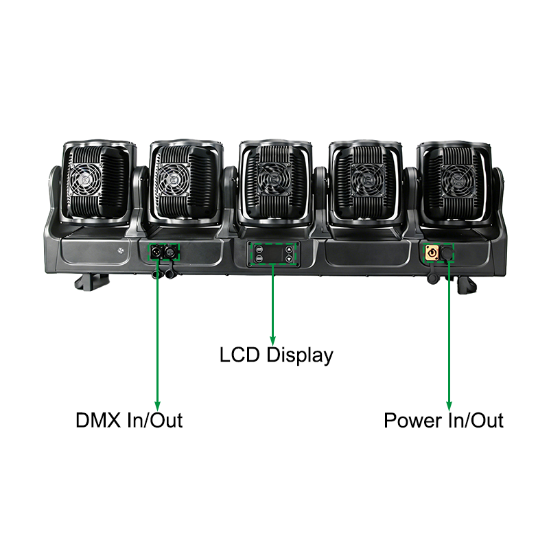 Igracelite IP65 Waterproof 5-Head LED Moving Head Light,5x120W RGB Beam Wash Stage Fixture with Aux RGB Matrix, 800W Professional DMX512 RDM Lighting for Outdoor Events & Stage Rental
