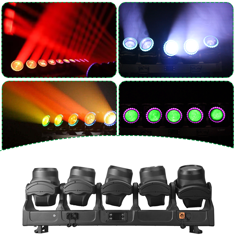 Igracelite IP65 Waterproof 5-Head LED Moving Head Light,5x120W RGB Beam Wash Stage Fixture with Aux RGB Matrix, 800W Professional DMX512 RDM Lighting for Outdoor Events & Stage Rental