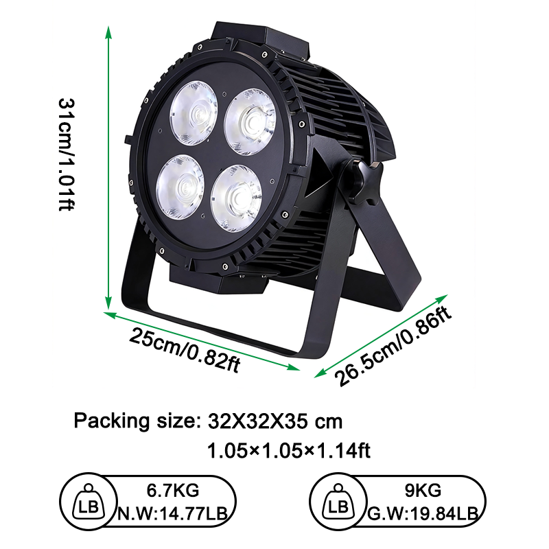 200w IP65 Waterproof 4x50w Warm White Cool White 2in1 LED Par Can COB