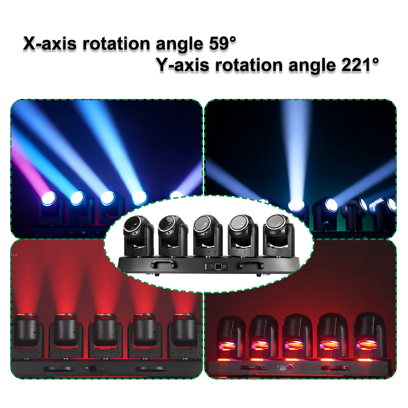 Igracelite 500W LED Moving Head Bar Light | 5x80W Beam Wash Strobe with 95xRGB Pixel | Individual Control 28/85CH DMX512 | Professional Stage Lighting Fixture for DJ Club Concert Event