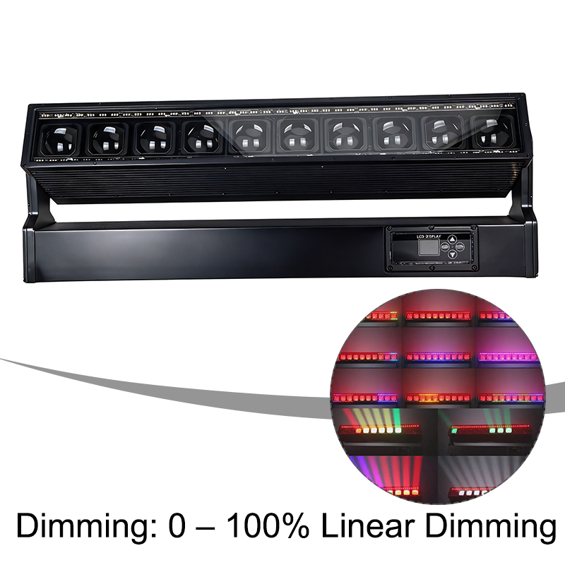Igracelite IP65 Waterproof 650W LED moving head Bar Light, 10x60W RGBW & 140x0.3W RGB Pixel Beam Wash Strobe for Outdoor Stage Event