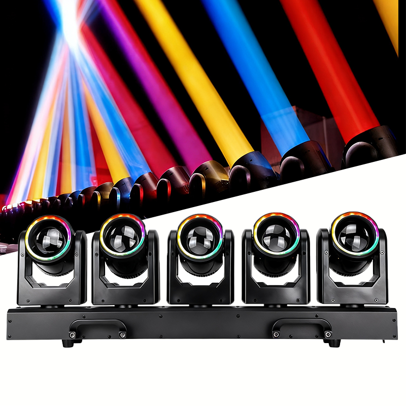 Igracelite 500W 5-Head LED Moving Head Light with Infinite Pan, RGBW Beam & RGB Pixel Chasing Strip, Professional DMX512 RDM Stage Lighting Fixture for Concert Nightclub DJ Event