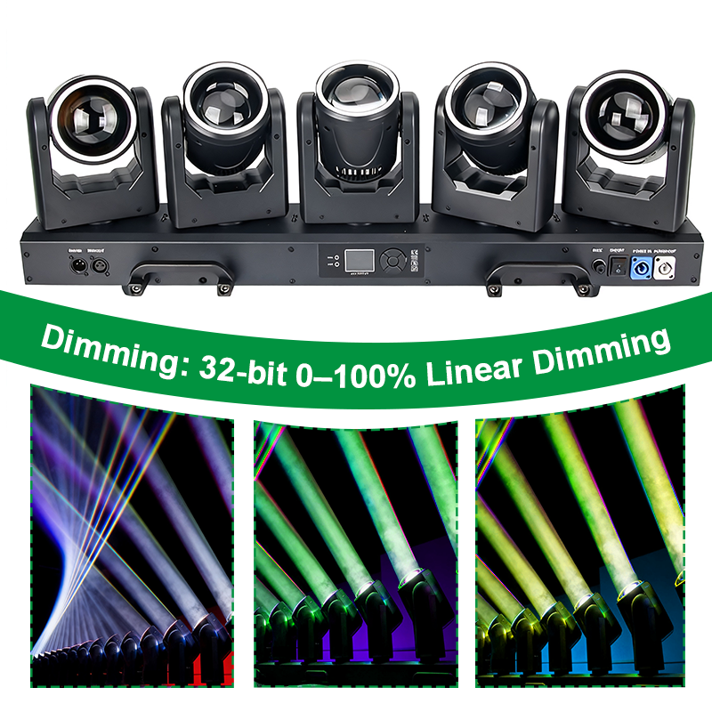 Igracelite 500W 5-Head LED Moving Head Light with Infinite Pan, RGBW Beam & RGB Pixel Chasing Strip, Professional DMX512 RDM Stage Lighting Fixture for Concert Nightclub DJ Event