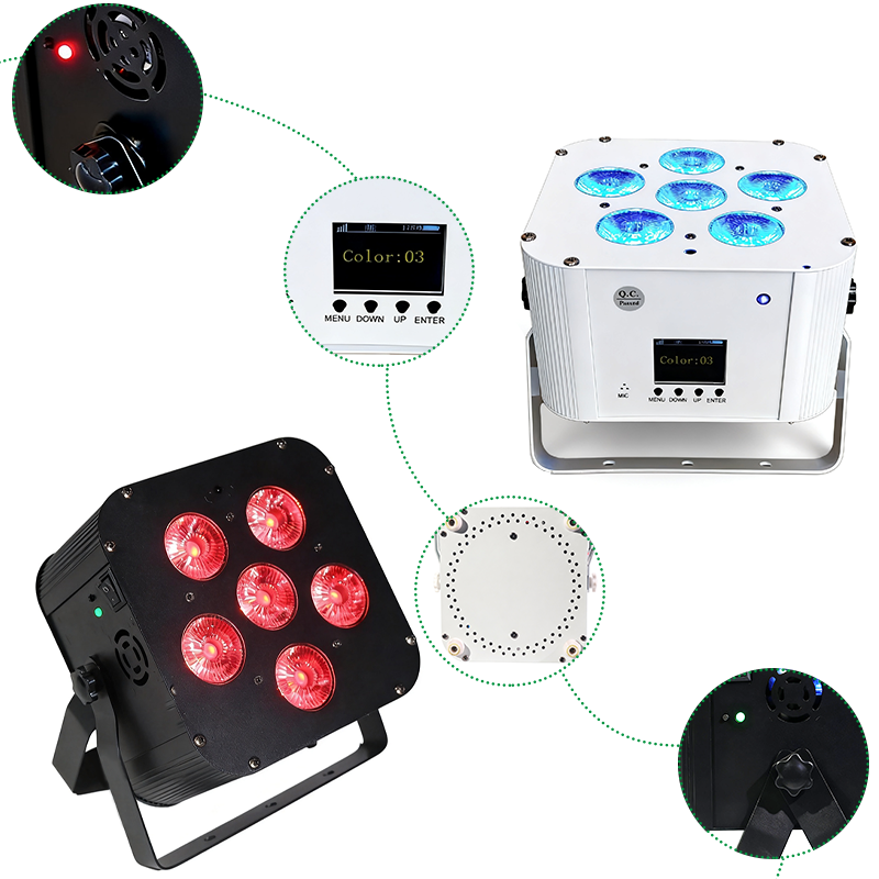 Igracelite 6*18W RGBWAUv 6in1 WiFi wireless DMX battery led par light