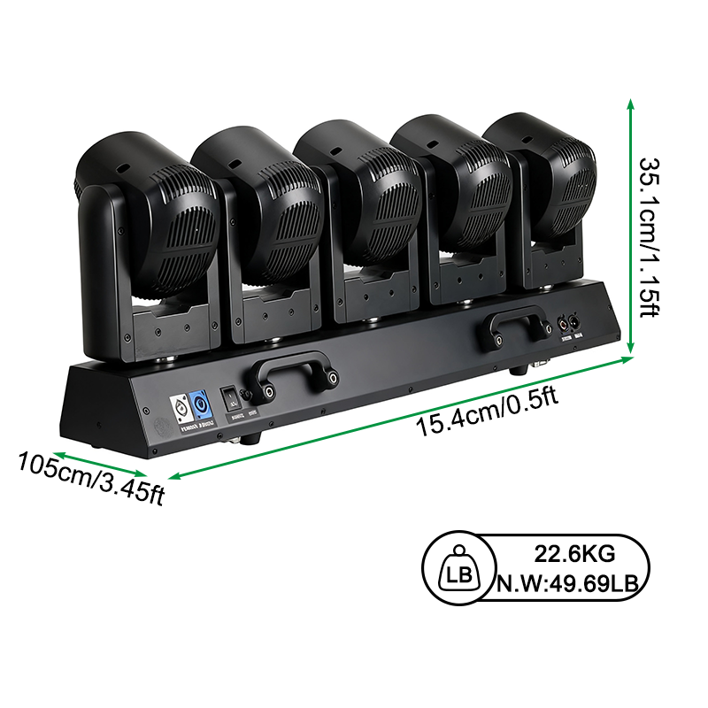 Igracelite 500W LED Moving Head Bar Light | 5x80W Beam Wash Strobe with 95xRGB Pixel | Individual Control 28/85CH DMX512 | Professional Stage Lighting Fixture for DJ Club Concert Event
