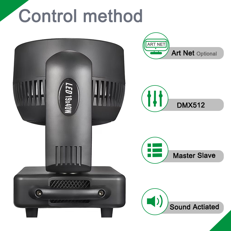 Igracelite K15 Bee Eye 19x40W RGBW 4-in-1 Zoom LED Moving Head Stage Light with Colorful Beam, LED Halo Ring for Dynamic Stage Lighting