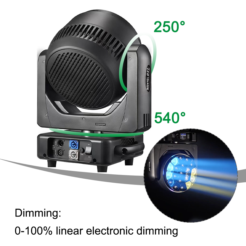 Igracelite K15 Bee Eye 19x40W RGBW 4-in-1 Zoom LED Moving Head Stage Light with Colorful Beam, LED Halo Ring for Dynamic Stage Lighting
