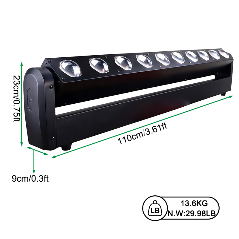 Igracelite 400W Beam LED Moving Head Scanner Bar, 10x40W RGBW 4-in-1 Stage Light, 2° Super Sharp Beam Moving Head for Professional DJ Disco Club Event, DMX512 Control 500W Total Power
