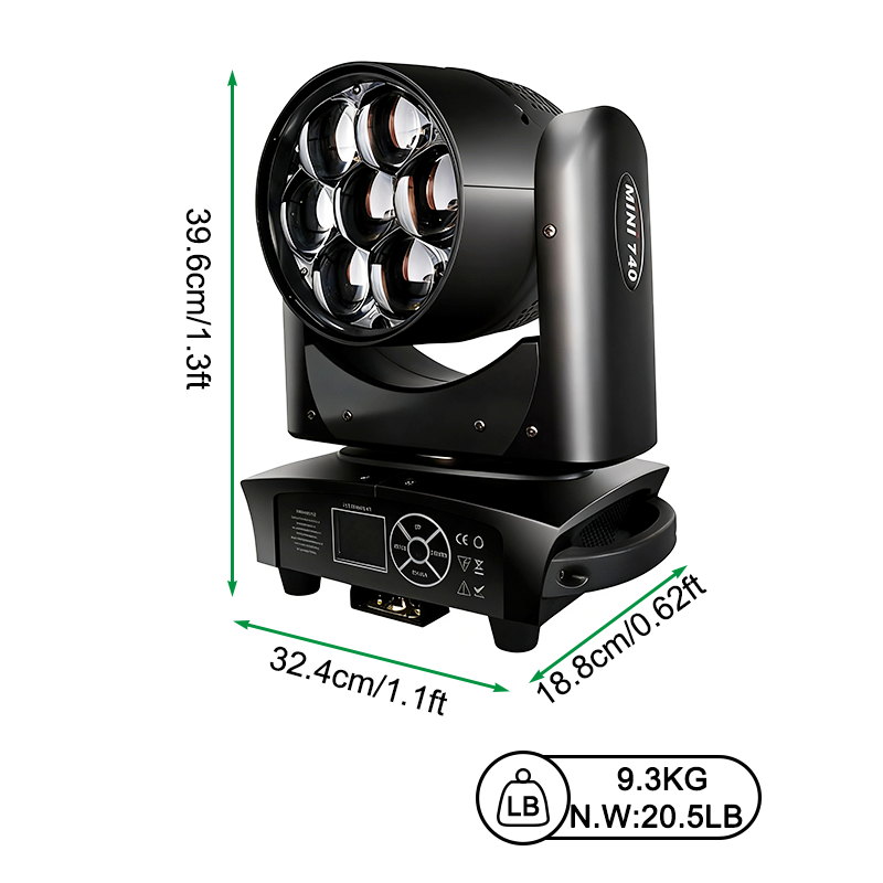7x40W zoom Led moving head lights